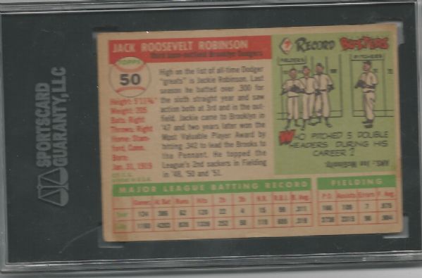 1955 Jackie Robinson Topps Baseball Card SGC Graded 40 Vg 3