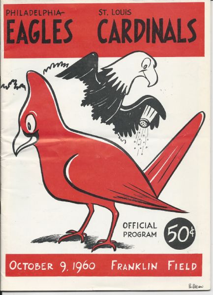 1960 Philadelphia Eagles (World Champions) Football Program vs Cardinals