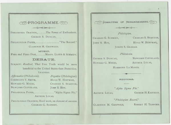 1881 Albany (NY) High School Literary Societies Debate Program