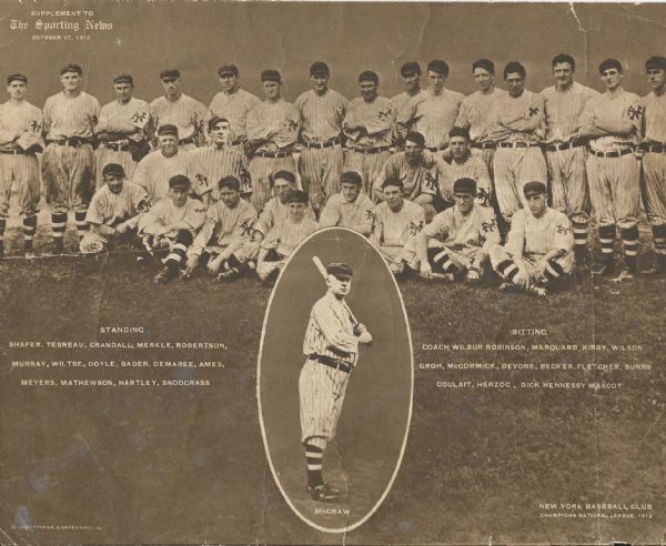 1912 New York Baseball Giants (NL Champs) Sporting News Team Supplement