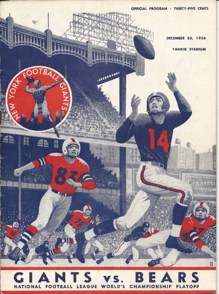 1956 NFL Official Championship Game Program (NY Giants vs Chicago Bears)