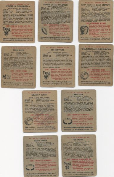 1948 Bowman Football Lot of (10) Cards 