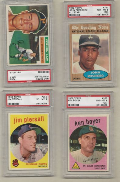 1950's/60's Topps Baseball Cards Graded Lot of (4) 