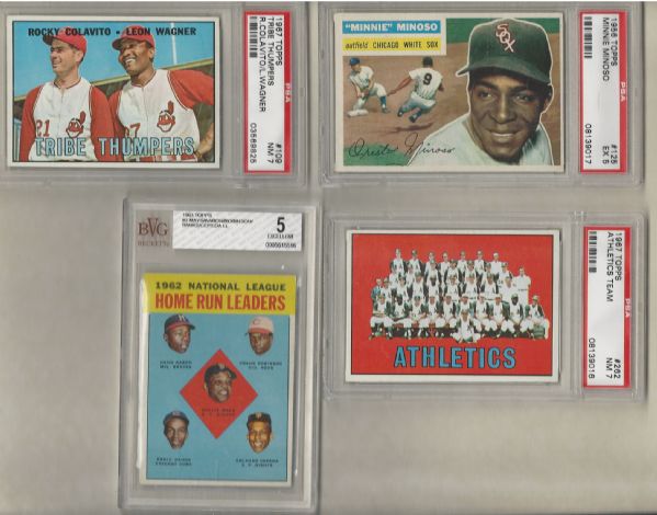 1950's/60's Topps Baseball Cards Graded Lot of (4) 