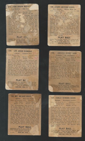 1940 Play Ball Baseball Cards Lot of (6)