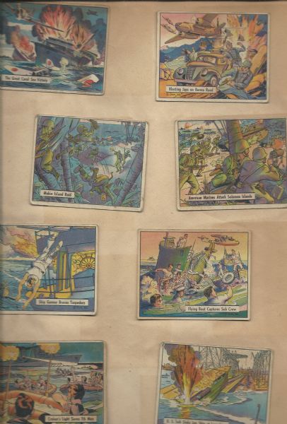 1942 War Gum Cards Lot of (40) Affixed to Scrapbook Pages