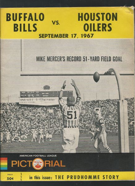 1967 Buffalo Bills (AFL) vs Houston Oilers Game Program 