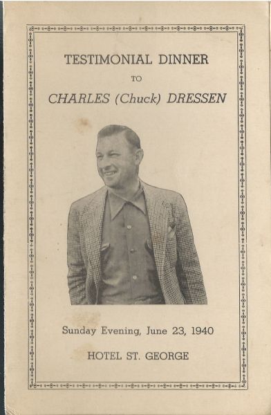 1940 Charlie Dressen (Brooklyn Dodgers) Testimonial Dinner Program 