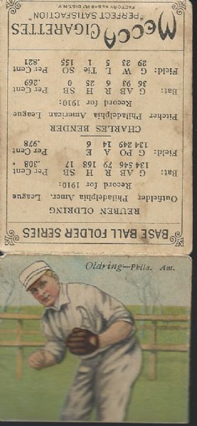 1911 Chief Bender (HOF) Mecca Tobacco Double Folder Card