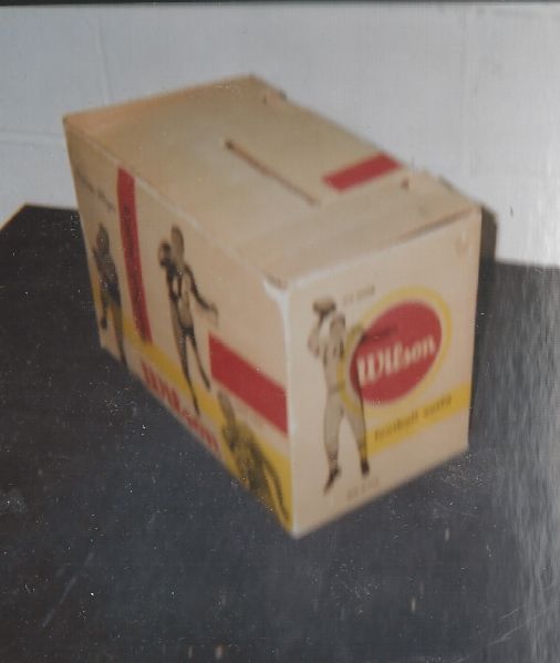 Late 1950's Wilson Football Star Player Equipment Display Box with Shoulder Pads