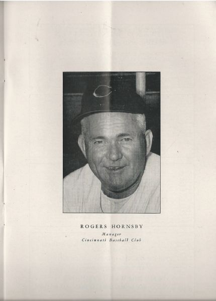 1953 Rogers Hornsby  (HOF) Testimonial Dinner Program 