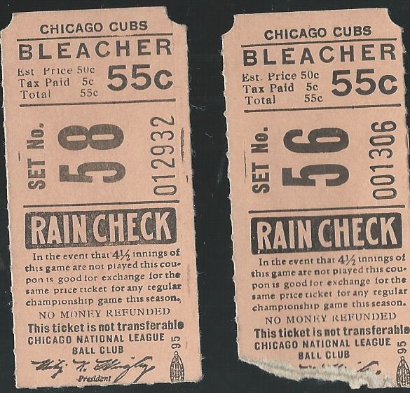 C. 1930's Chicago Cubs Pair of Bleacher Ticket Stubs