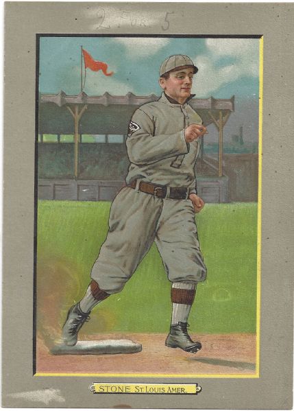 1911 T3 Turkey Red Card - Stone of the St. Louis Browns with Ad on Back