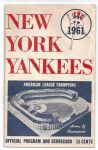1961 NY Yankees Game Scored Program with Roger Maris HRs No. 52 & 53