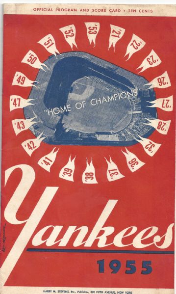 1955 NY Yankees Game Program vs Detroit Tigers