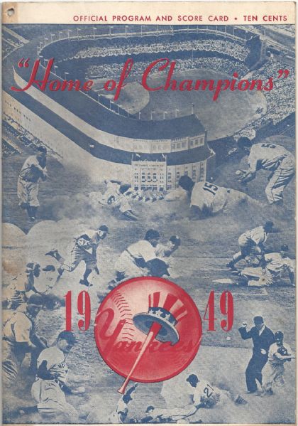 1949 NY Yankees Game Program vs Philadelphia A's