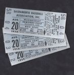 1958 Pacific Coast League (PCL) Lot of (3) Tickets