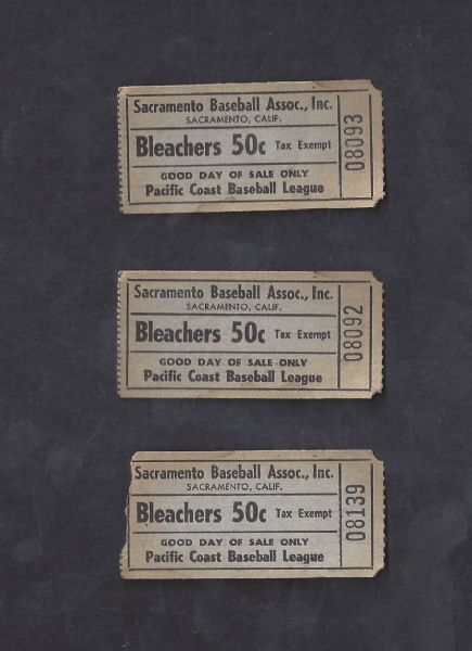 C. 1956 - 1959 Sacramento Solons (PCL) Bleacher Seats 