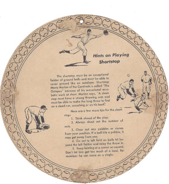 1950 Phil Rizzuto All-Star Pin-Up Disc