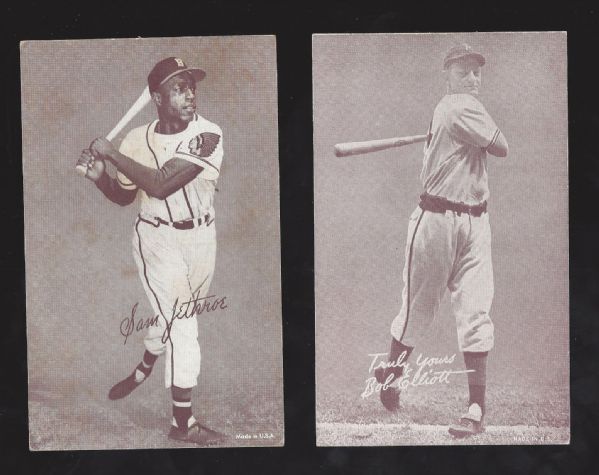 1950's Baseball Exhibit Card Lot of (2) - Bob Elliott & Sam Jethroe