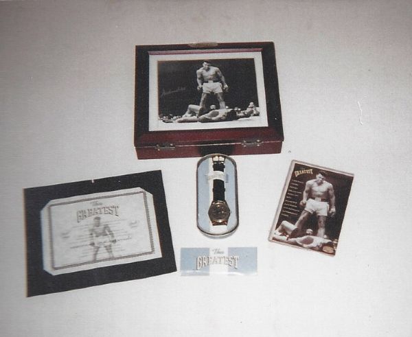 Muhammad Ali Autographed Print & Watch Set Memorabilia Lot 