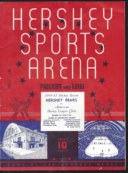 1944 Hershey Bears (AHL) Hockey Program vs. Providence Reds