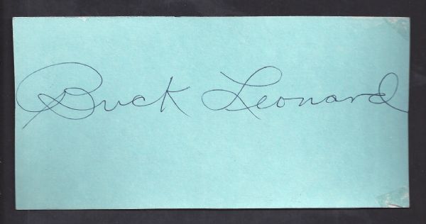 Buck Leonard Autograph on 4x8 Blue Poster Board