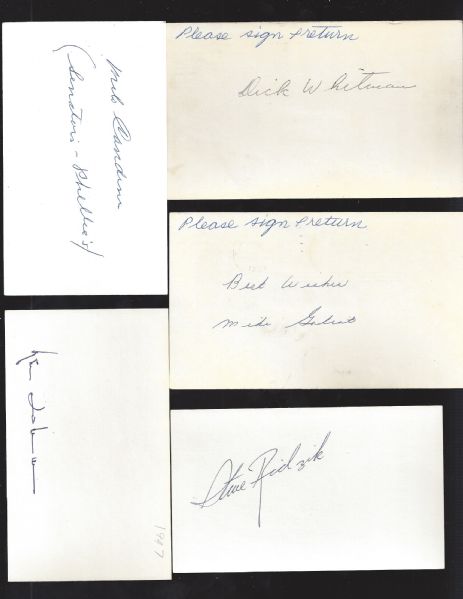 1950 Philadelphia Phillies (NL Champs) Lot of (5) Autographed Index & Postcards