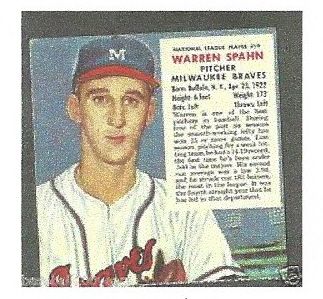 1953 Warren Spahn Red Man Tobacco Card (No Tab)