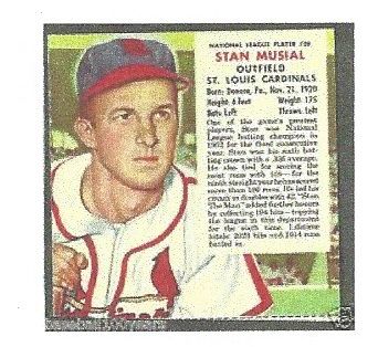 1953 Stan Musial Red Man Tobacco Card (No Tab)