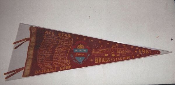 1951 MLB All-Star Game at Detroit Scroll Pennant with Raised City Seal