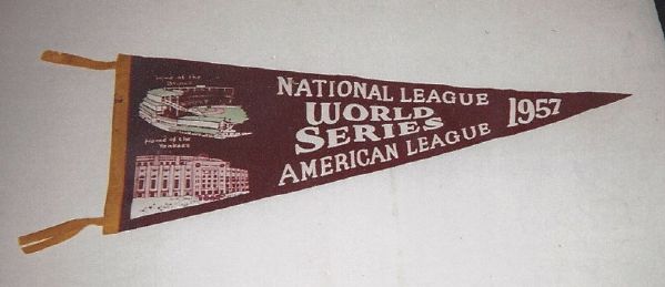 1957 World Series Pennant - Braves vs. Yankees - With Stadium Graphics