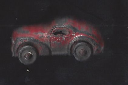 C. Early 1950's Vintage Small Metal Toy 2 Door Red Coupe 