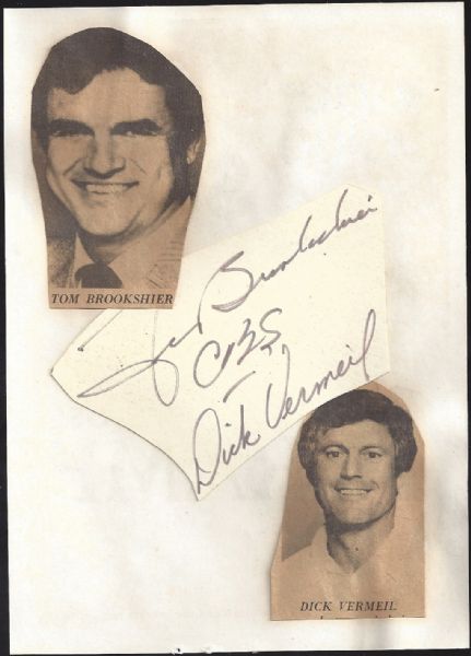 Tom Brookshier & Dick Vermeil (NFL) Framed Cut Signature Lot of (2) 