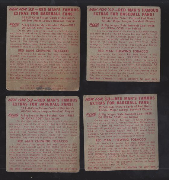 1953 Red Man Tobacco Cards Lot of (4) 