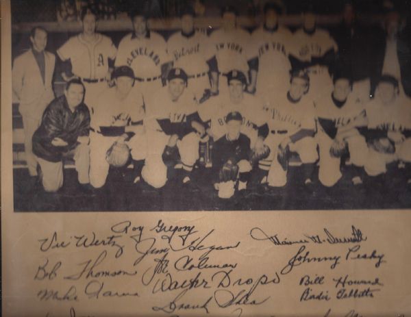 C. Early 1950's Baseball All-Star Cardboard Photo with Autographs on Back