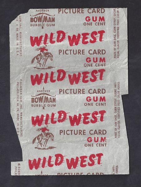 1949 Bowman Gum Wild West Cards 1 Cent Wrapper