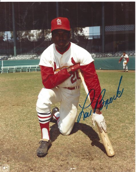 Lou Brock (St. Louis Cardinals) Autographed 8 x 10 Photo