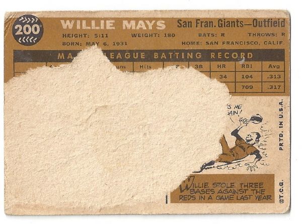 1960 Willie Mays Topps Baseball Card