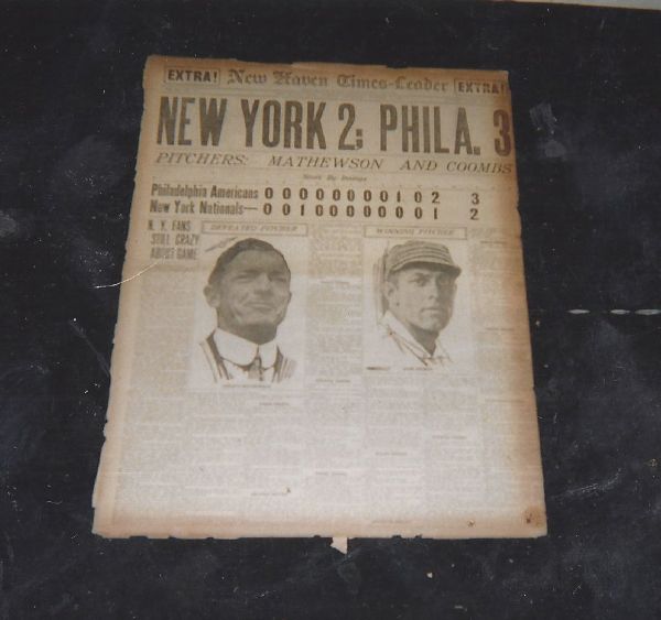 1911 World Series (Game # 3 ) Newspaper Front Page with Christy Mathewson