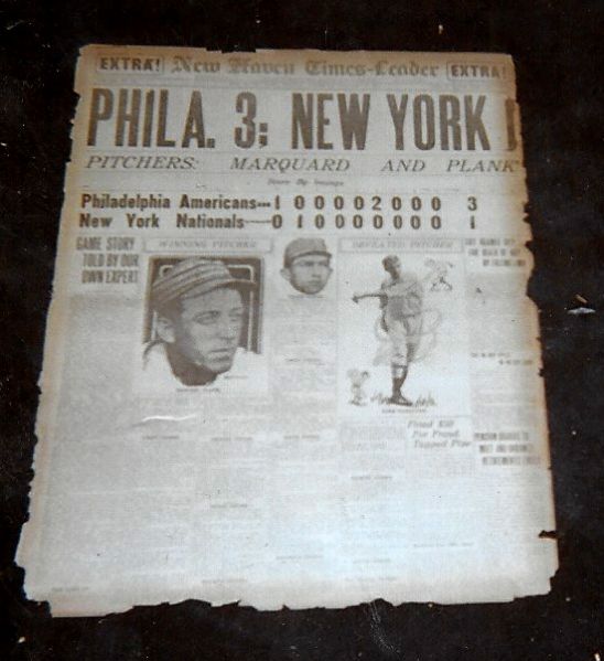 1911 World Series (Game # 2 ) Newspaper Front Page with Eddie Plank