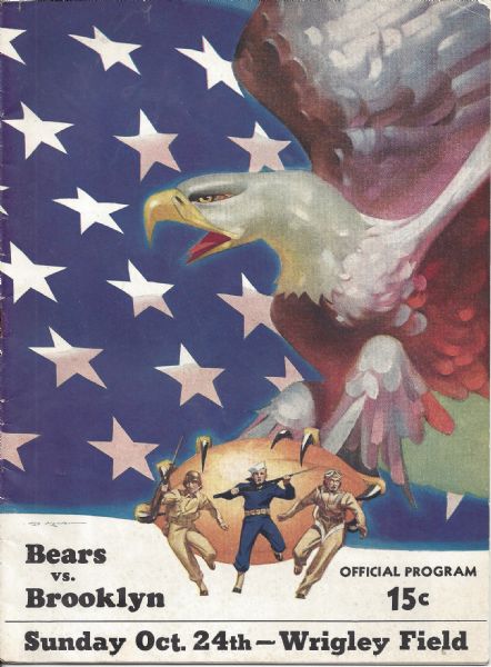 1943 Chicago Bears (NFL) vs Brooklyn Dodgers Football Program at Wrigley Field