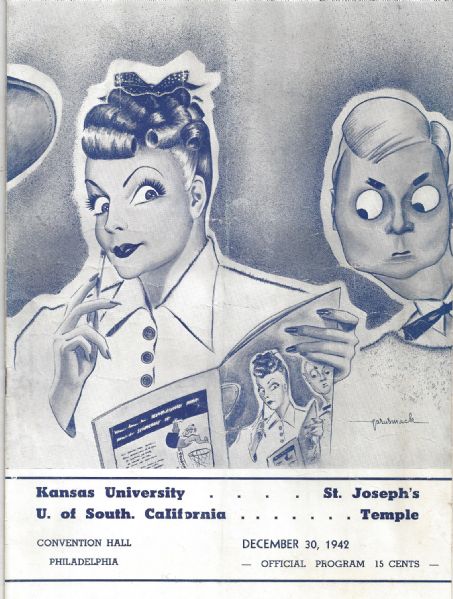 1942 NCAA Basketvball Doubleheader Program (Kansas, USC, Temple & St. Joe's