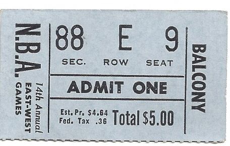 1964 NBA All-Star Game Ticket Stub at Boston 