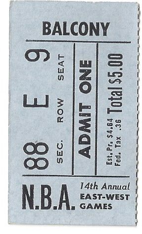 1964 NBA All-Star Game Ticket Stub at Boston 