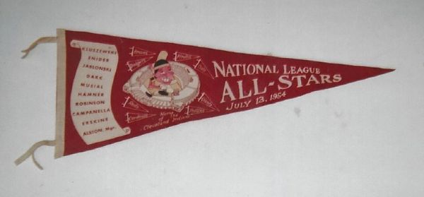 1954 MLB All-Star Game (National League) Scroll Pennant at Cleveland