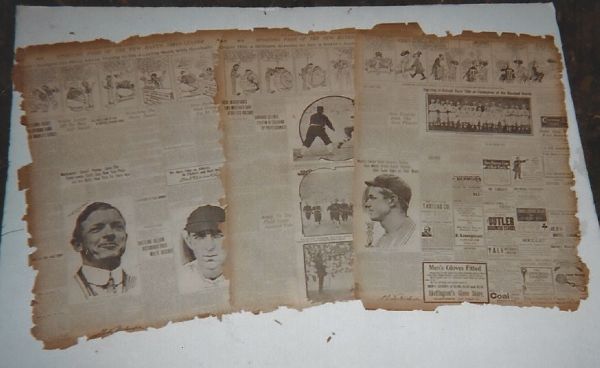 1911 World Series Lot of (4) Pages with Mathewson & Merkle