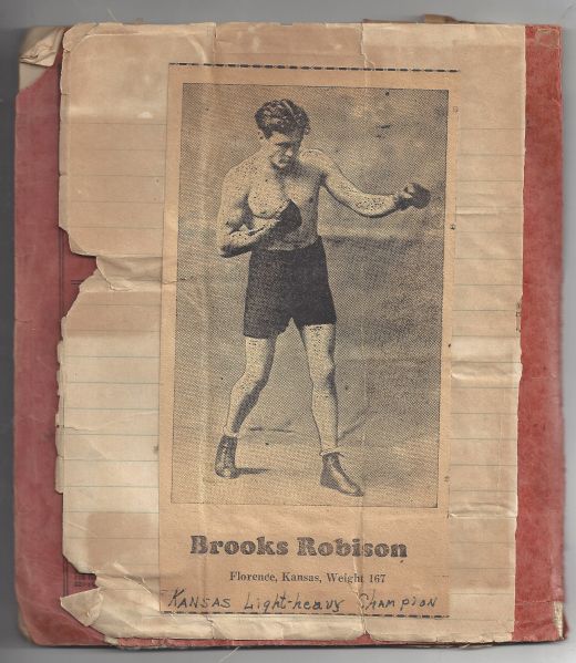 1930's Kansas Boxing Scrapbook with Cards Glued to the Pages