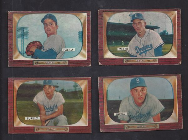 1955 Bowman Lot of (4) Brooklyn Dodgers Cards