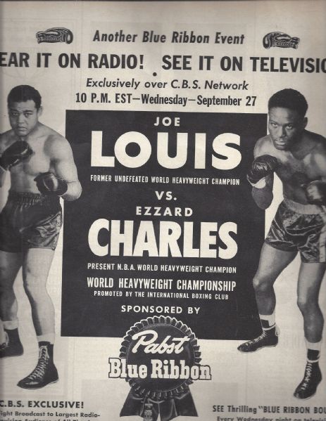 1950 Joe Louis vs Ezzard Charles Full Page Display Ad